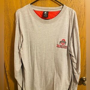 Ohio State Buckeyes Gray Long-Sleeve Crewneck with Embroidered Logo